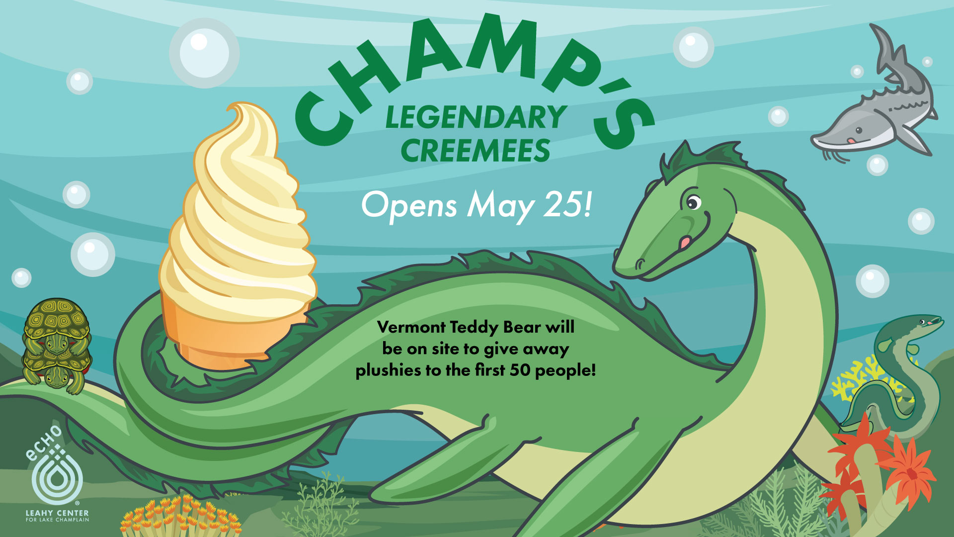 Champ's Legendary Creemees Opens May 25! Vermont Teddy Bear will be on site to give away plushies to the first 50 people!